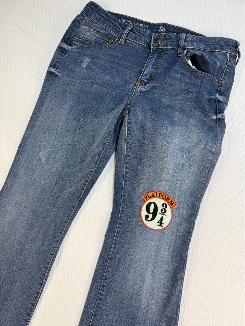 SO Juniors 11 Low Rise Bootcut Jeans Platform 9 3/4 Harry Potter Y2K Stretch